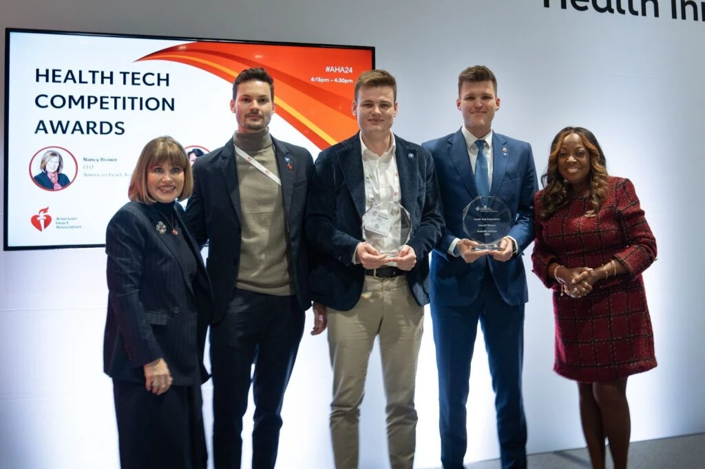 AHA CEO Nancy Brown with Powerful Medical winners and Star Jones at the Health Tech Competition Awards 2024