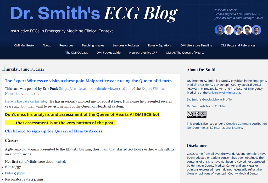 Med Mal Reviewer on Dr. Smiths ECG Blog